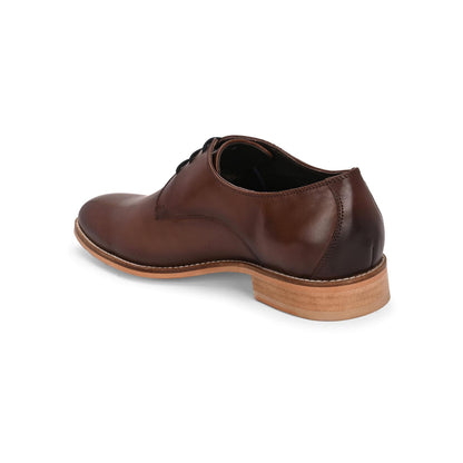 Valentino Men Premium Leather Brown Lace-Up Formal Derby Shoes