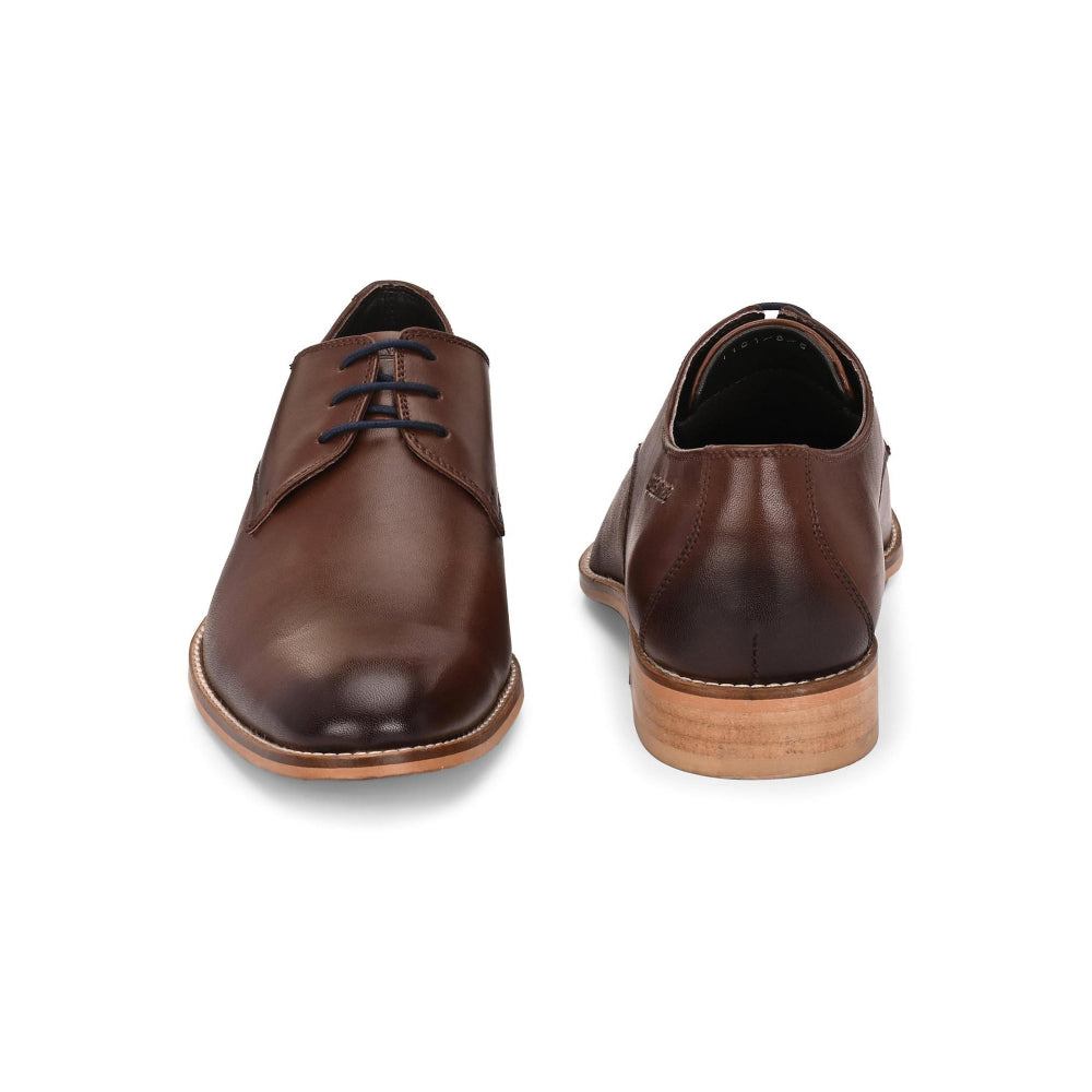 Valentino Men Premium Leather Brown Lace-Up Formal Derby Shoes