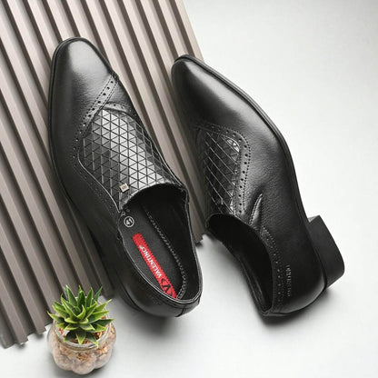 Valentino Men Premium Leather Black Slip-On Formal Loafer Shoes