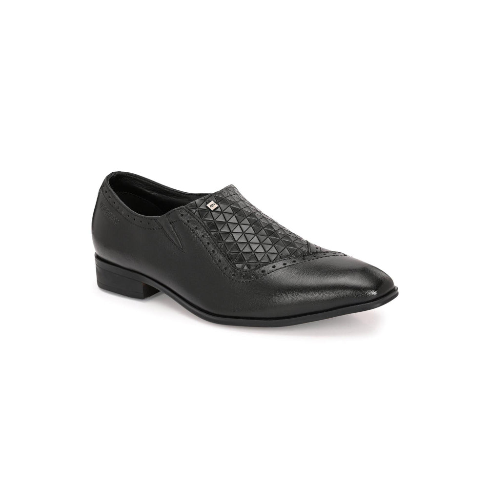 Valentino Men Premium Leather Black Slip-On Formal Loafer Shoes