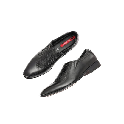 Valentino Men Premium Leather Black Slip-On Formal Loafer Shoes