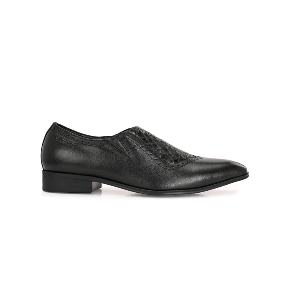 Valentino Men Premium Leather Black Slip-On Formal Loafer Shoes