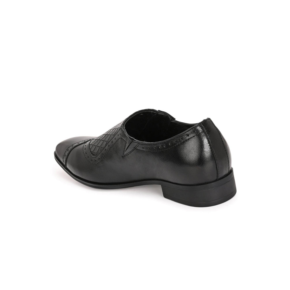 Valentino Men Premium Leather Black Slip-On Formal Loafer Shoes