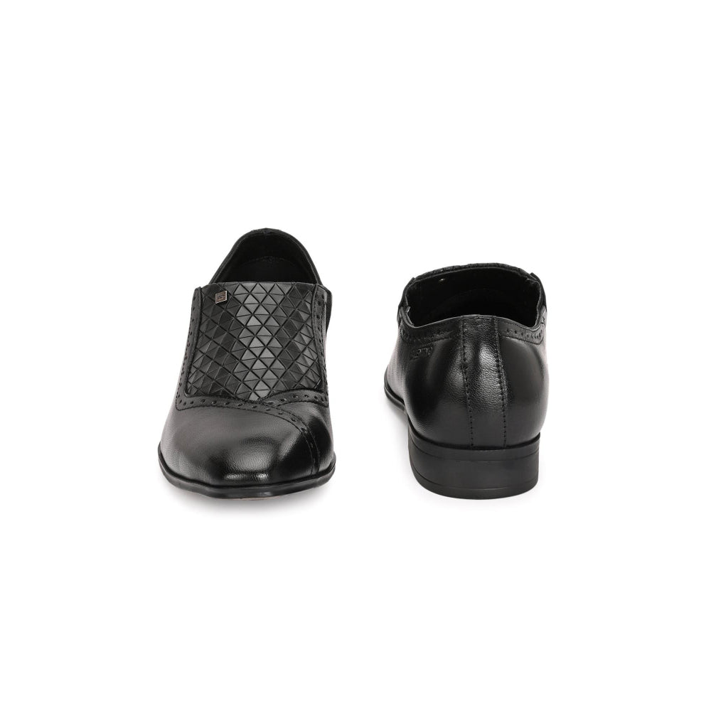 Valentino Men Premium Leather Black Slip-On Formal Loafer Shoes