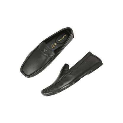 Valentino Men Premium Leather Black Casual Slip On Driving Loafers