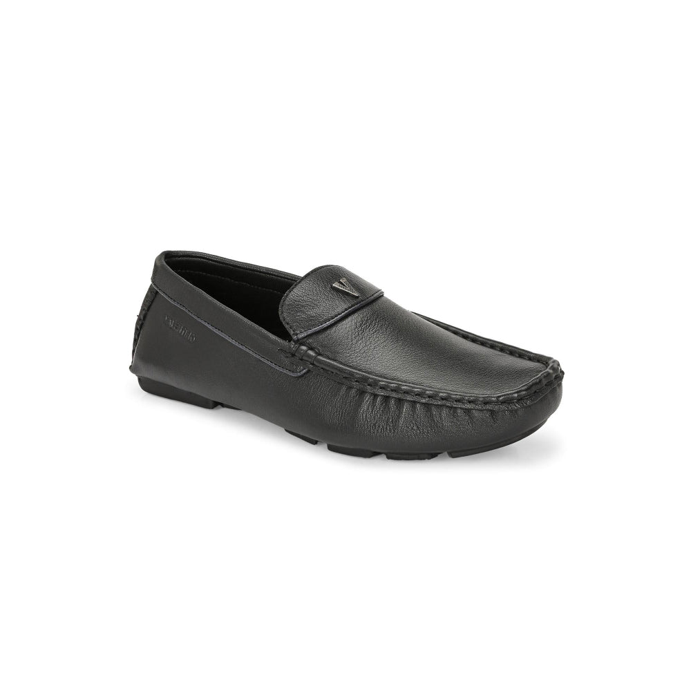 Valentino Men Premium Leather Black Casual Slip On Driving Loafers