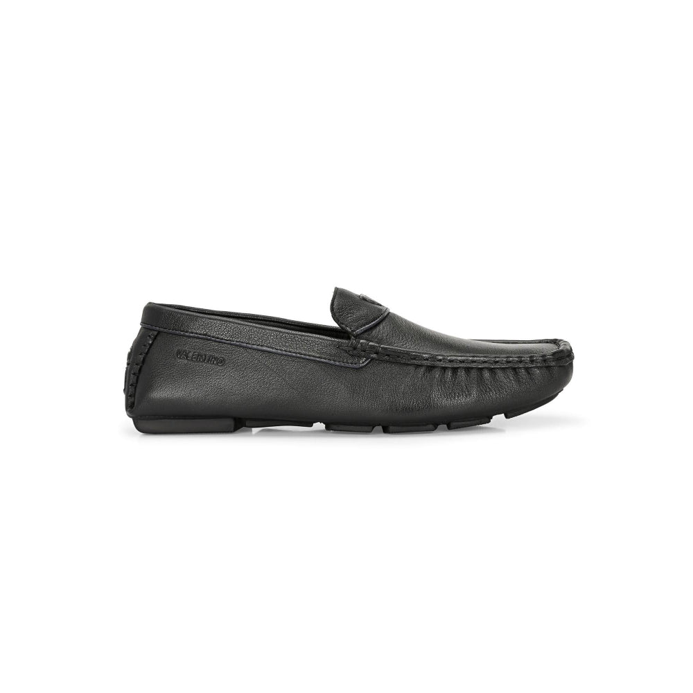 Valentino Men Premium Leather Black Casual Slip On Driving Loafers
