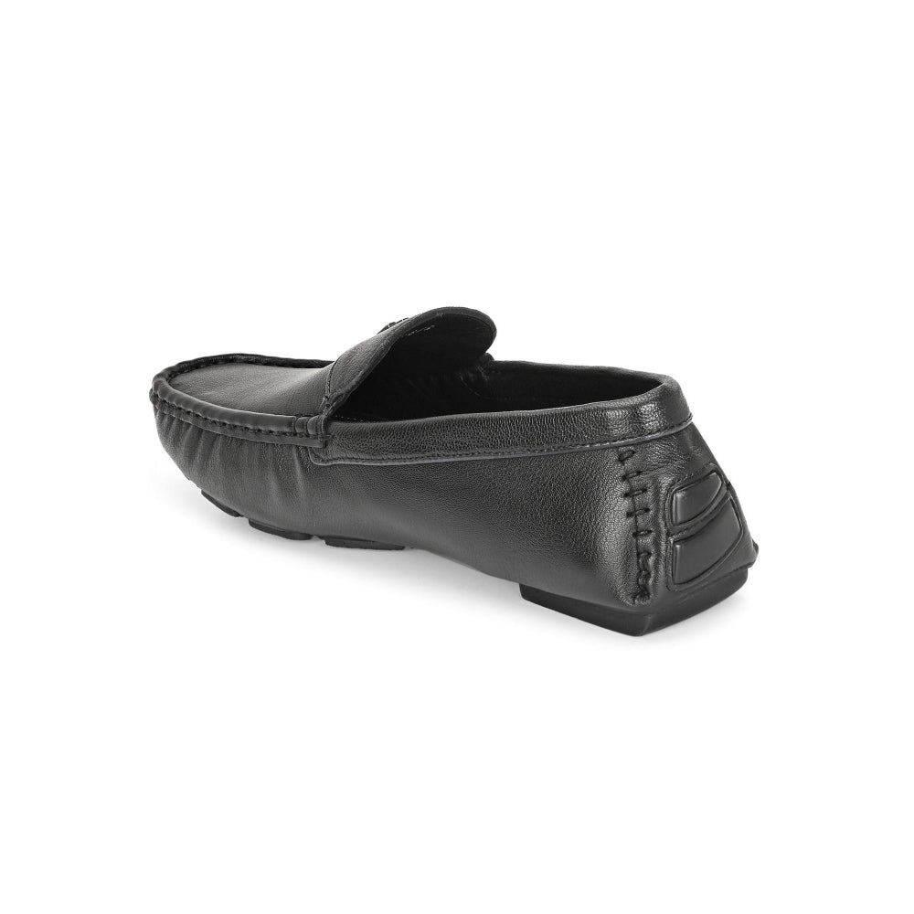 Valentino Men Premium Leather Black Casual Slip On Driving Loafers