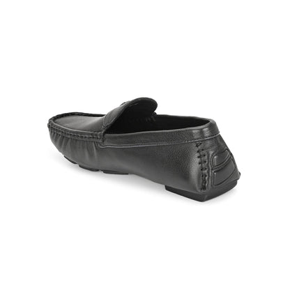 Valentino Men Premium Leather Black Casual Slip On Driving Loafers