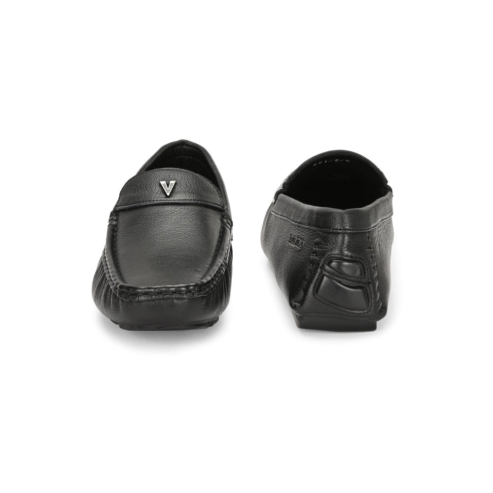 Valentino Men Premium Leather Black Casual Slip On Driving Loafers