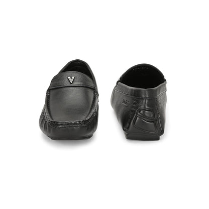 Valentino Men Premium Leather Black Casual Slip On Driving Loafers