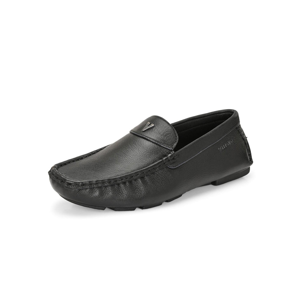 Valentino Men Premium Leather Black Casual Slip On Driving Loafers