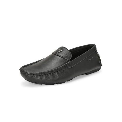 Valentino Men Premium Leather Black Casual Slip On Driving Loafers