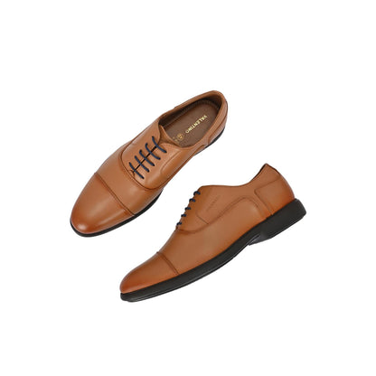 Valentino Men Premium Leather Tan Formal Oxford Shoes
