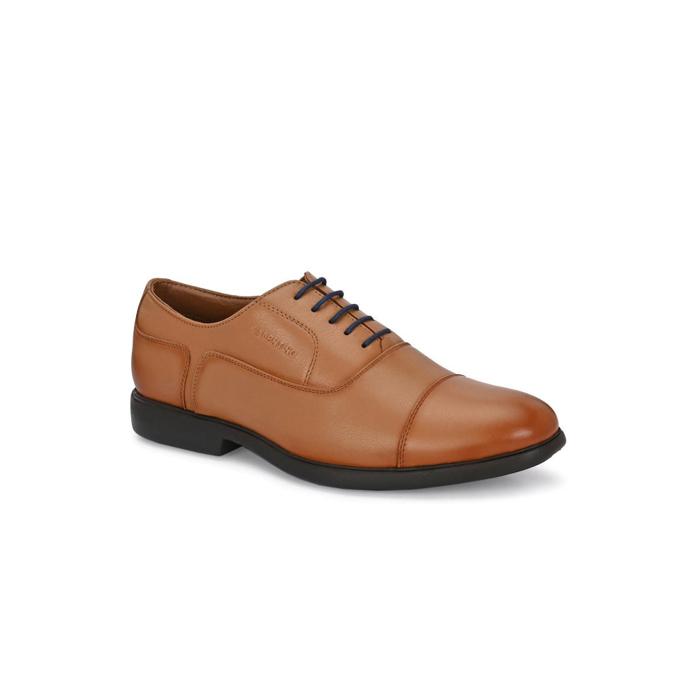 Valentino Men Premium Leather Tan Formal Oxford Shoes