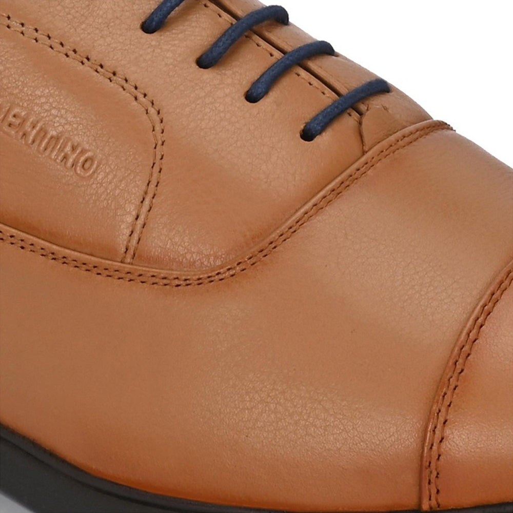 Valentino Men Premium Leather Tan Formal Oxford Shoes