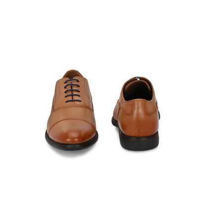 Valentino Men Premium Leather Tan Formal Oxford Shoes