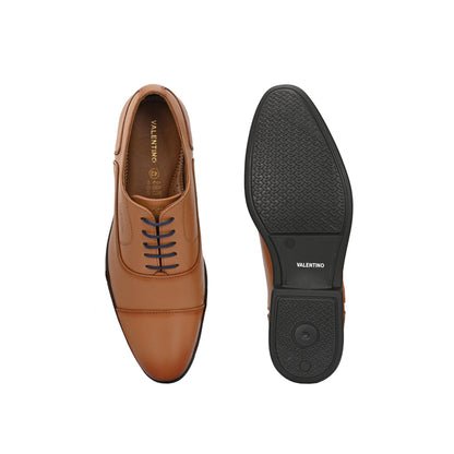 Valentino Men Premium Leather Tan Formal Oxford Shoes