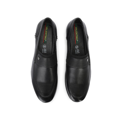 Valentino Men Premium Leather Black Slip-On Formal Loafer Shoes
