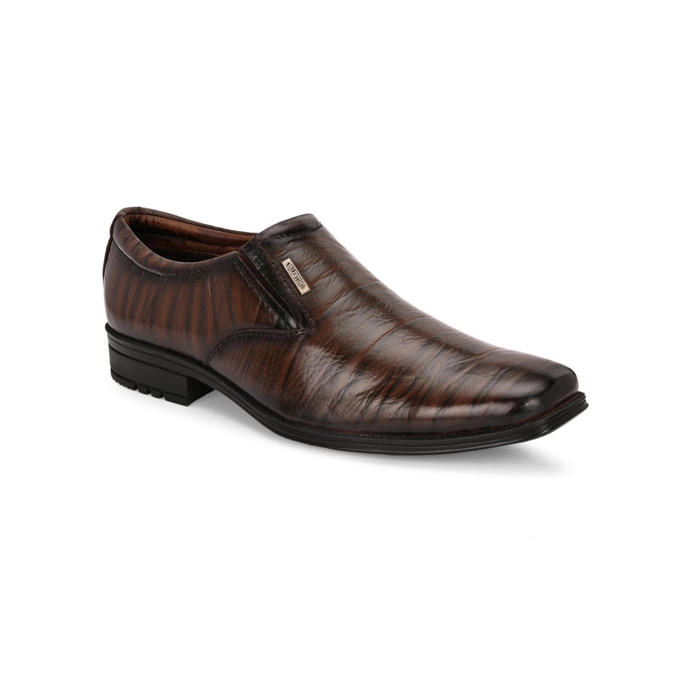 Valentino Men Premium Leather Brown Slip-On Formal Loafer Shoes