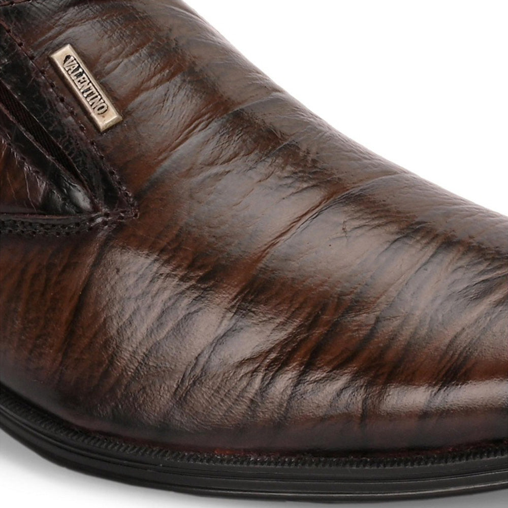 Valentino Men Premium Leather Brown Slip-On Formal Loafer Shoes