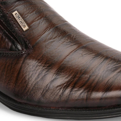Valentino Men Premium Leather Brown Slip-On Formal Loafer Shoes