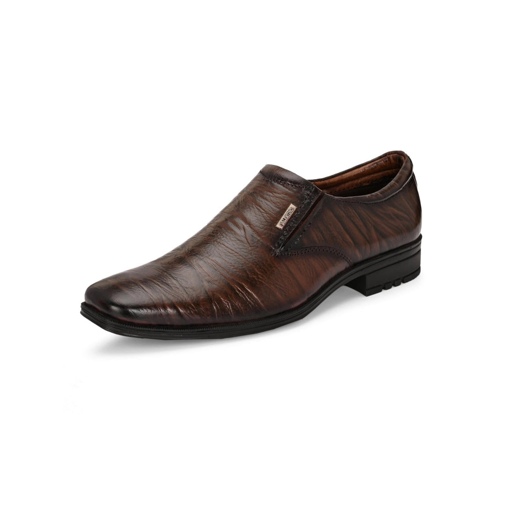 Valentino Men Premium Leather Brown Slip-On Formal Loafer Shoes