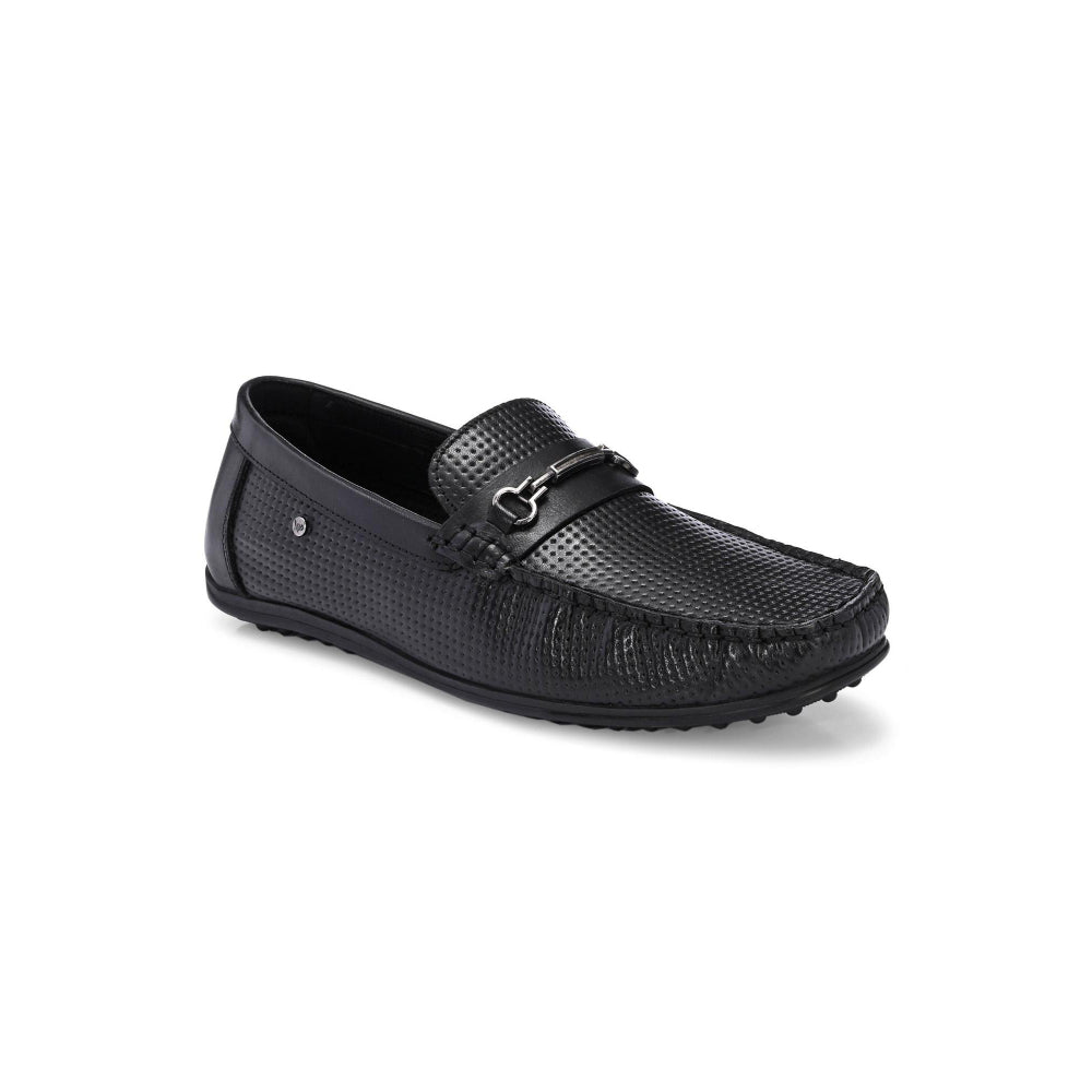 Valentino Men Premium Leather Black Slip On Loafer
