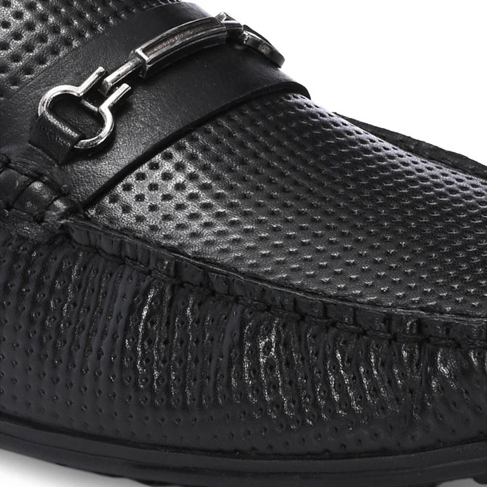 Valentino Men Premium Leather Black Slip On Loafer