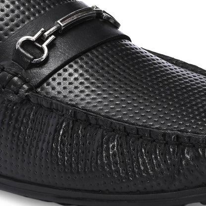 Valentino Men Premium Leather Black Slip On Loafer