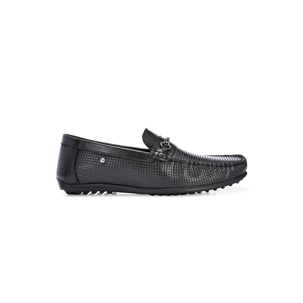 Valentino Men Premium Leather Black Slip On Loafer