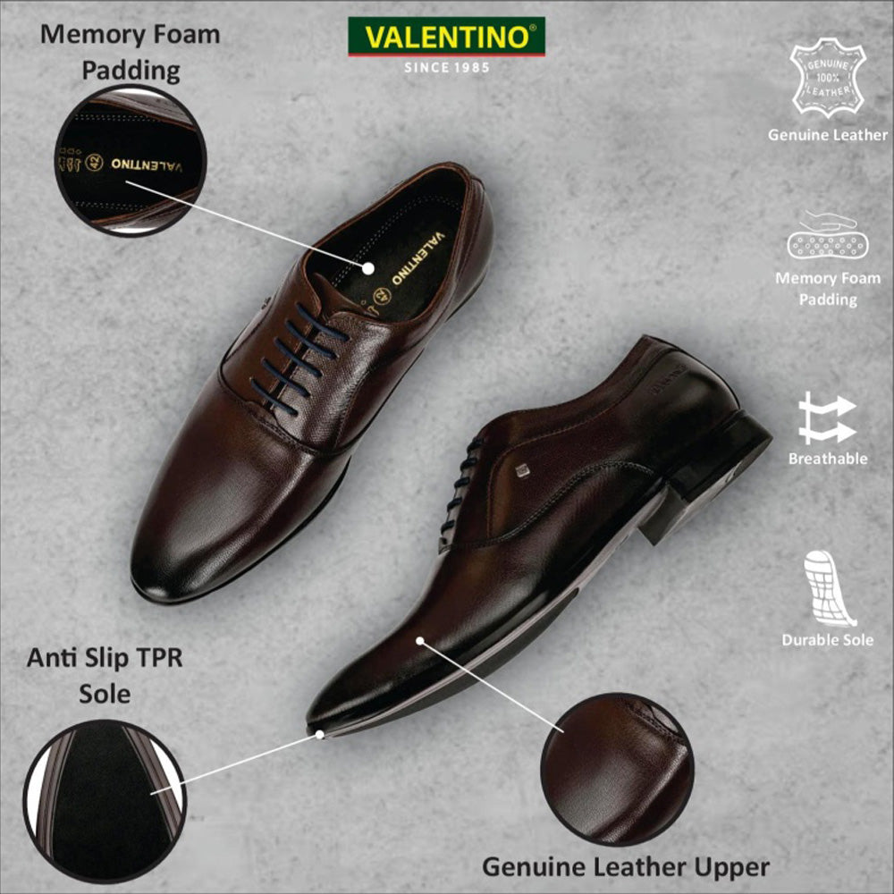 Valentino Men Premium Leather Lace Up Formal Oxford Shoes