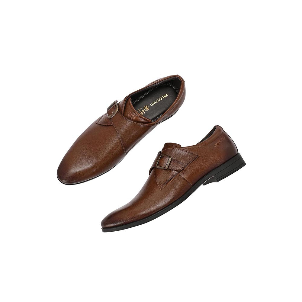 Valentino Men Premium Leather Single Monk Strap Slip-On Formal Shoes