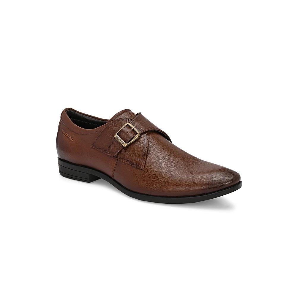 Valentino Men Premium Leather Single Monk Strap Slip-On Formal Shoes