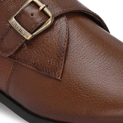 Valentino Men Premium Leather Single Monk Strap Slip-On Formal Shoes