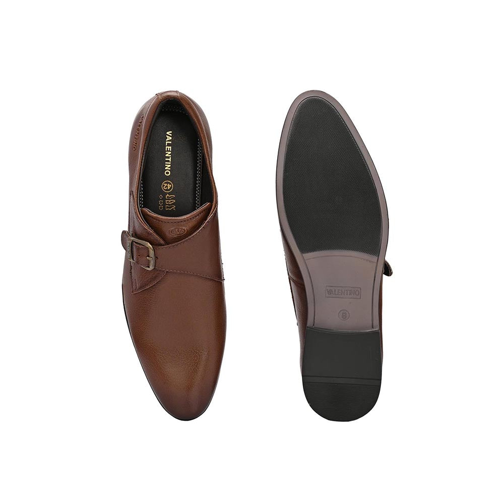 Valentino Men Premium Leather Single Monk Strap Slip-On Formal Shoes