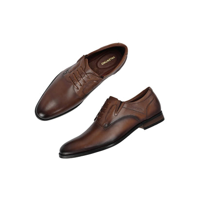 Valentino Men Premium Leather Brown Designer Laces Pattern Slip-On Formal Loafer Shoes