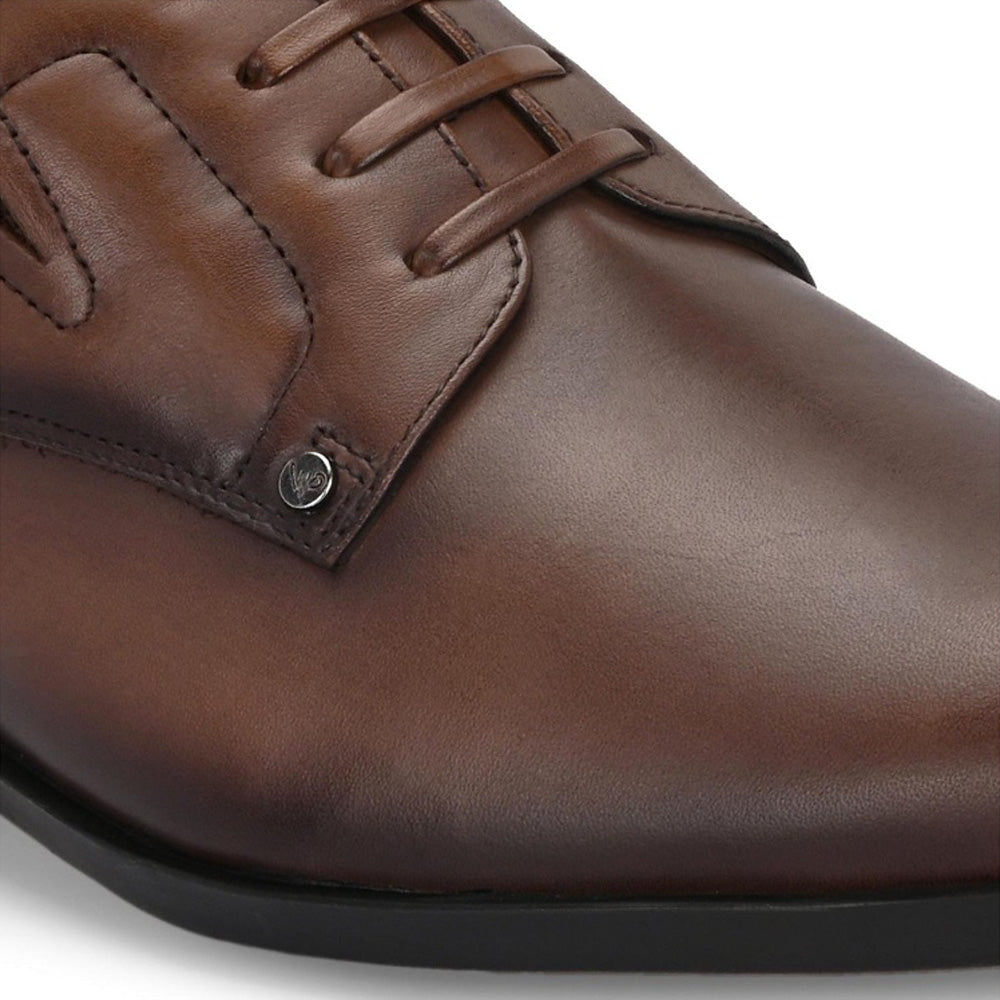 Valentino Men Premium Leather Brown Designer Laces Pattern Slip-On Formal Loafer Shoes