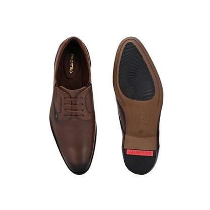 Valentino Men Premium Leather Brown Designer Laces Pattern Slip-On Formal Loafer Shoes