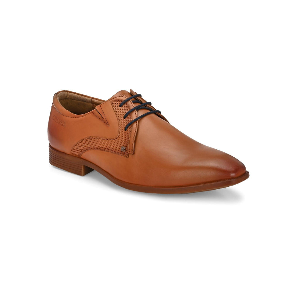 Valentino Men Premium Leather Tan Lace-Up Formal Derby Shoes
