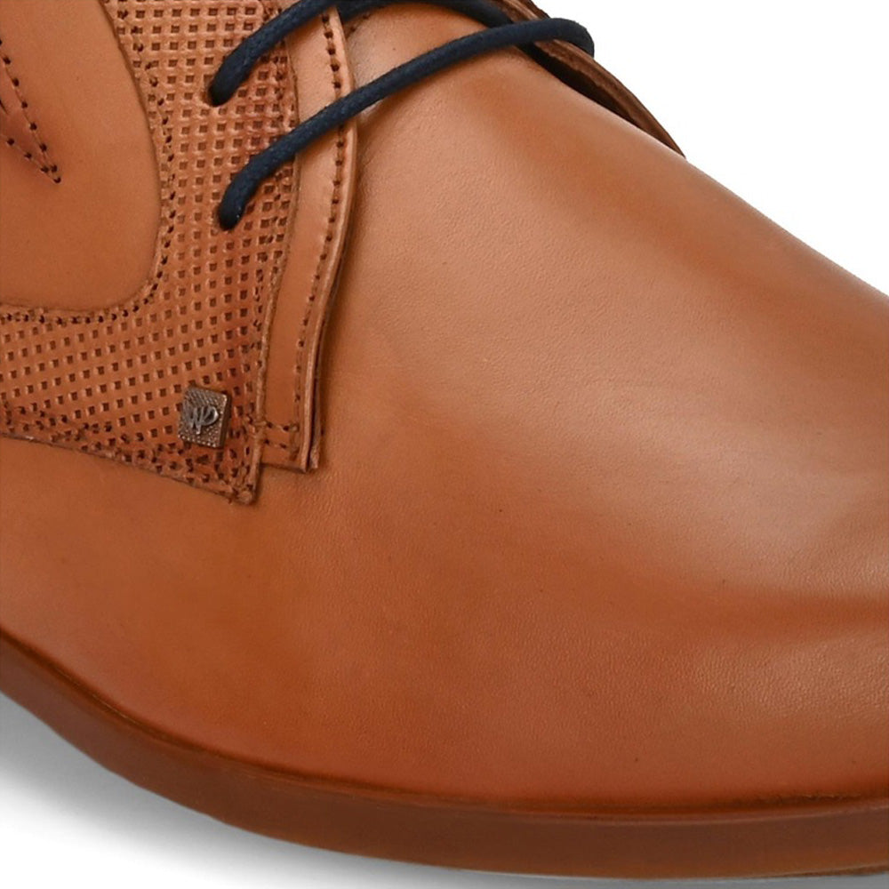 Valentino Men Premium Leather Tan Lace-Up Formal Derby Shoes