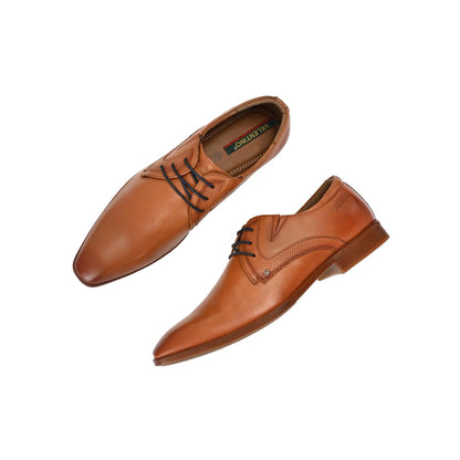 Valentino Men Premium Leather Tan Lace-Up Formal Derby Shoes