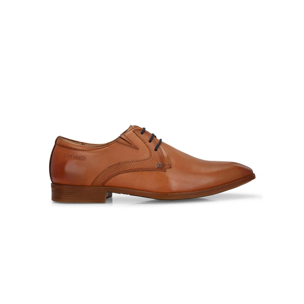 Valentino Men Premium Leather Tan Lace-Up Formal Derby Shoes