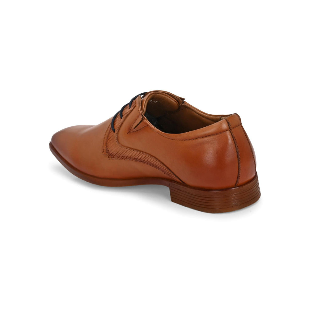 Valentino Men Premium Leather Tan Lace-Up Formal Derby Shoes
