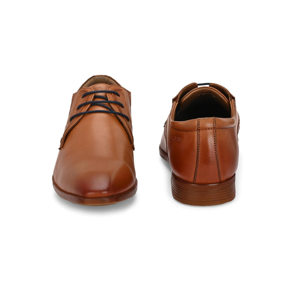 Valentino Men Premium Leather Tan Lace-Up Formal Derby Shoes
