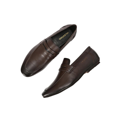 Valentino Men Premium Leather Slip On Loafer Shoes