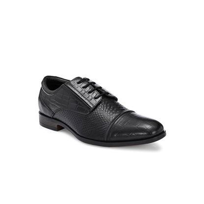 Valentino Men Premium Leather Black Lace-Up Formal Derby Shoes