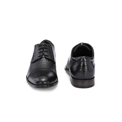 Valentino Men Premium Leather Black Lace-Up Formal Derby Shoes