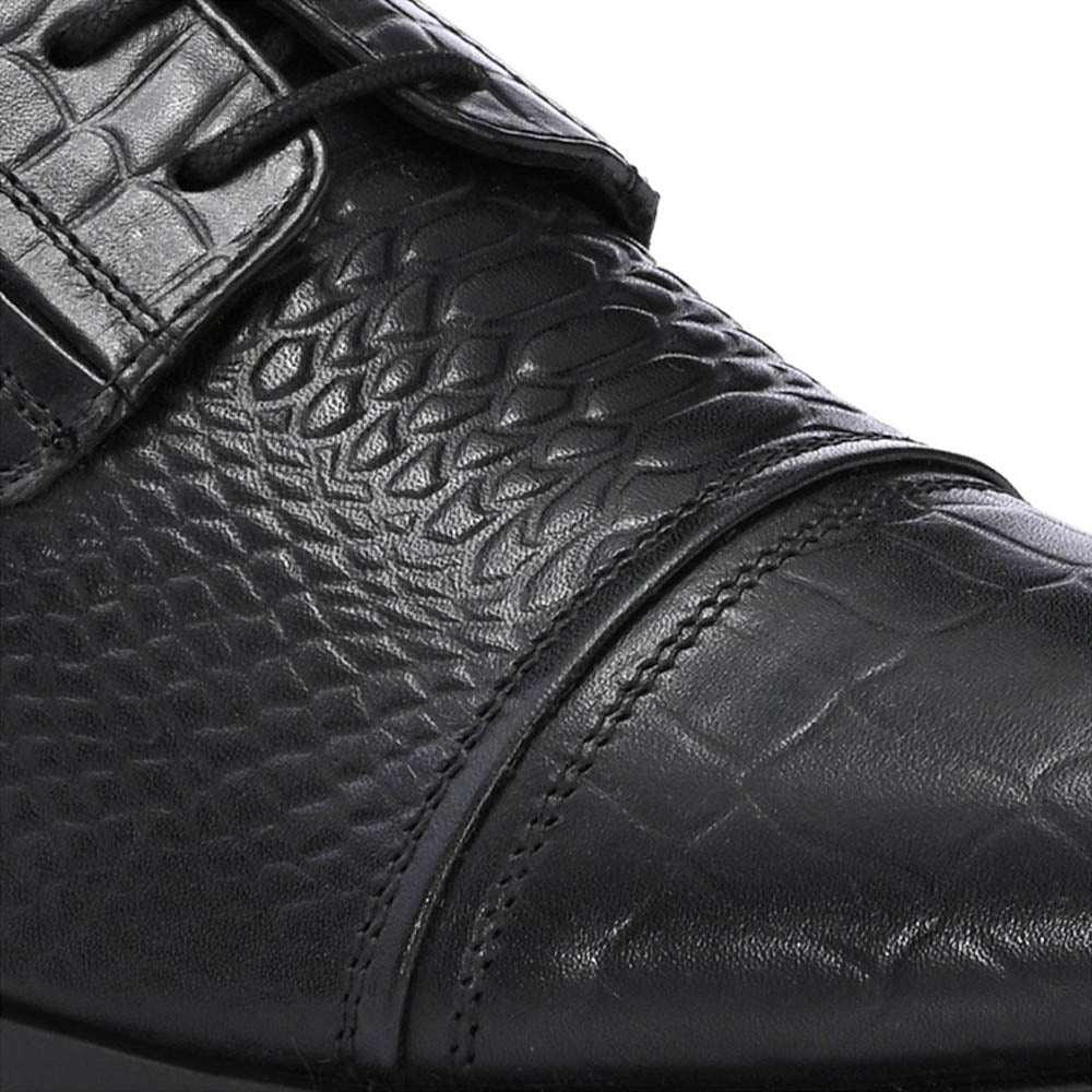 Valentino Men Premium Leather Black Lace-Up Formal Derby Shoes