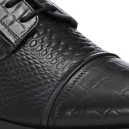 Valentino Men Premium Leather Black Lace-Up Formal Derby Shoes